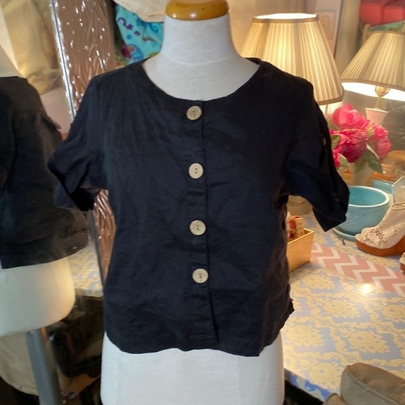 🌹Blu No. 9🌹 100% Linen Top - Picture 2 of 7